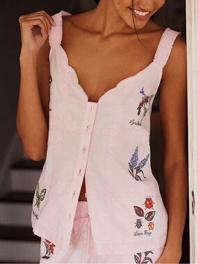Anthropologie / Lyrebird Flora & Fauna Embroidered Top
